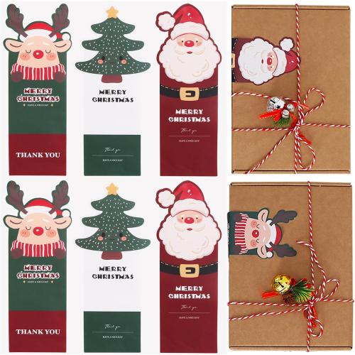 BEISHDIA Christmas Thank You Gift Tags Stickers,Red and Green Large Thank You Decorative Labels, 3 Styles Self-Adhesive Bakery Stickers for Packaging and Sealing Pastry Bags Gift Boxes-60PCS