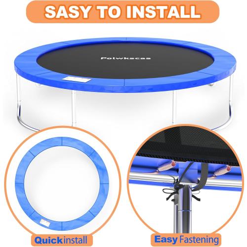 Polwkscas Trampoline Pad 10ft 12ft 14ft 15ft 16ft Trampoline Replacement Safety Pad, Waterproof and Tear-Resistant Safety Spring Cover Round Frame Pad, Trampoline Pad Replacement