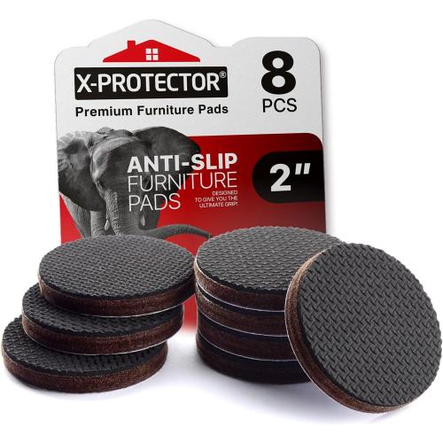 X-PROTECTOR Non Slip Furniture Pads - 8 pcs Premium Furniture Grippers 2! Self-Adhesive Rubber Feet Furniture Feet - Ideal Non Skid Furniture Pad Floor Protectors - Keep Furniture in Place!