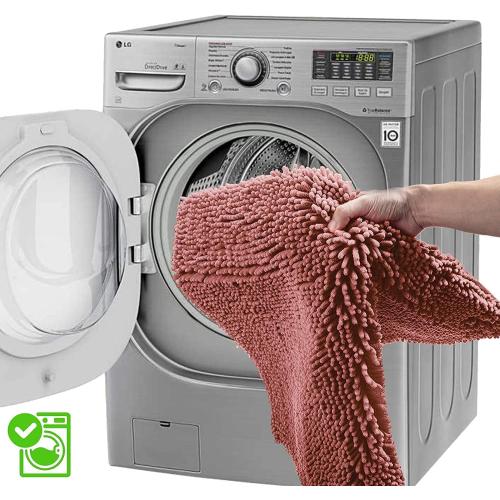 RUN HELIX Bathroom Rugs Sets 2 Piece Thick Absorbent Chenille Bath Rug Set Non Slip, Soft Shaggy Bath Room Floor Mats for Bathroom, Machine Washable, Misty Rose