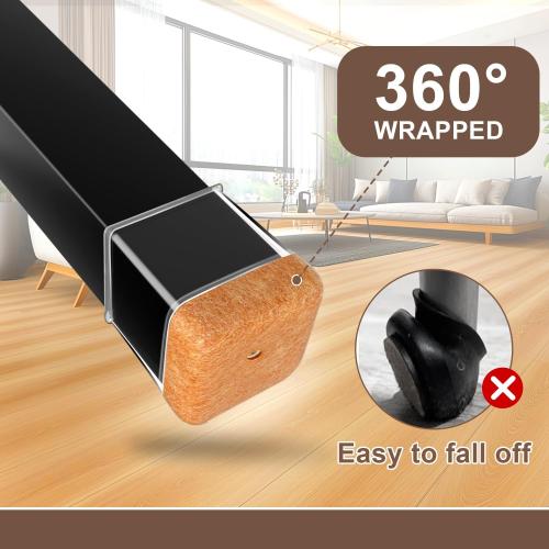 OCONDA 20 Pcs Chair Leg Floor Protectors Fit Diameter:1-1/16 to 1-7/16 | Square Furniture Pads for Hardwood Floors, Silicone Chair Leg Cups with Wrapped Felt, Anti-Scratch, Reduce Noise