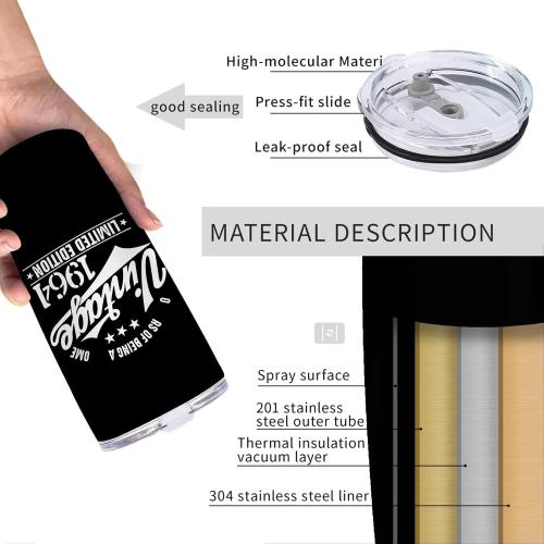 Vintage 60 Year Of Being Awesome Tumbler Coffee Tumbler 20 oz Tumbler with Lid and Straw Insulated Tumblers Stainless Steel Tumblers Funny Gifts for Women