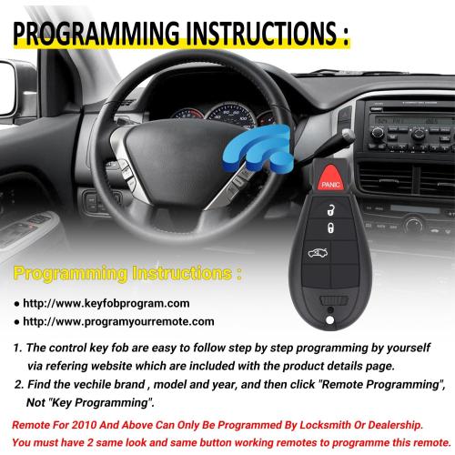 Key Fob Entry Remote Control Key Compatible with Chrysler 300, Dodge Charger, Challenger, Magnum, Replacement for M3N5WY783X IYZ-C01C, 4 Button (Single)