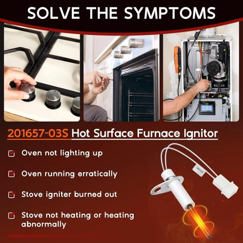 Upgraded 201657-03S Furnace Hot Surface Ignitors Compatible with Goodman Amana Janitrol Nitride Igniters, Replace 201657-03 20165702 20165702S 601TB IGN02004 0230K00001