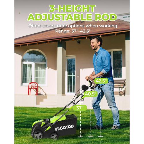 2-in-1 16-Inch Dethatcher & Scarifier Electric Corded, 15 Amp Copper Motor, Electric Lawn Dethatcher with 5-Position Depth Adjustment, 14.5 gal Thatch Bag,Walk Behind for Yard Lawn Garden Care