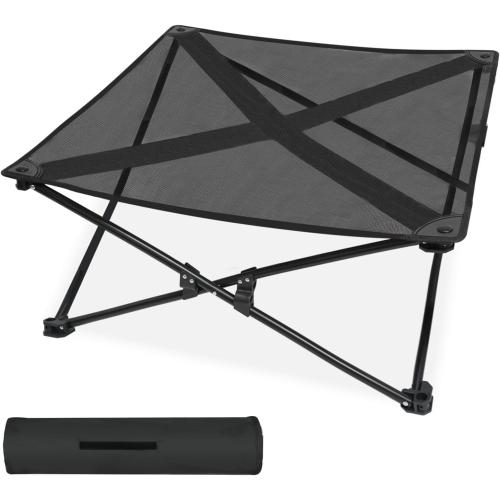 Elevated Dog Bed Portable Foldable Bed for Medium Large Dogs with Stable Steel Frame Durable Breathable Teslin Fabric Raised Pet Cot Beds 130 LBS Capacity Indoor Outdoor Black 31.5 x 31.5