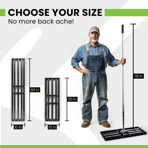 Gardease Lawn Leveling Rake 30 Inch x 10 Inch – Heavy Duty Lawn Leveler & Yard Leveling Rake – Steel Lawn Level Rake & Leveling Tool for Soil, Sand & Top Dressing