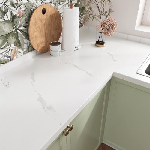 Wallercity Matte White Marble Contact Paper for Countertops Peel and Stick Kitchen Countertop Wallpaper for Cabinets Tables Waterproof Self-Adhesive Granite Wall Paper Roll for Bathroom 24x118 in