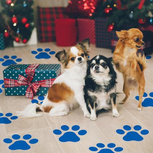 ReliThick 30 Pcs Large Paw Print Stickers Floor Decals, Blue