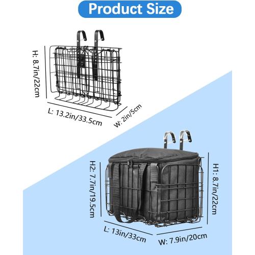 Zacro Bike Basket Front, Folding Bicycle Basket with Removable Liner Bag, Large Quick Release Design Metal Ebike Basket for Adult Women/Men Carrying Dogs, Pets, Fruit & Grocery