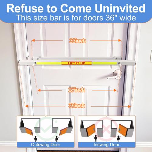 Door Security Bar for 36-inch Outswing Doors Security Bar Heavy - Duty Metal Security Pole Door Safety Bar Installation Completed in 30 min SB-01-0036