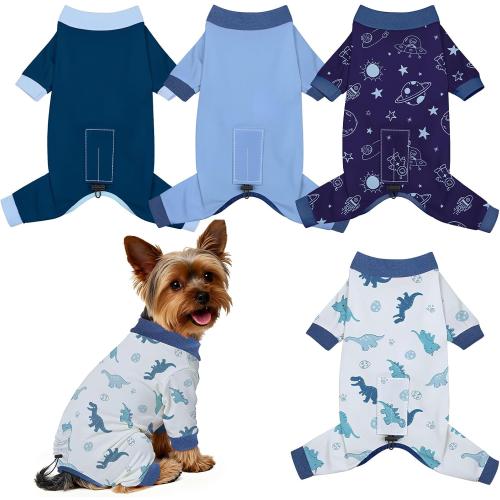 4 Pack Dog Pajamas Pet Costumes Dog Jammies Onesies Sweatshirt Adjustable Breathable Stretchy Clothes for Puppy Small Medium Large Dogs Girls Boys,S