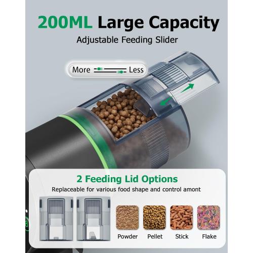 Automatic Fish Feeder for Aquarium, Auto Fish Food Dispenser with Timer and Feeding Ring, Moisture-Proof, Smart Fish Tank Vacation Feeder with 2 AAA Batteries