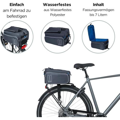 Basil Sport Design MIK Trunk Bag, Graphite, 7-15 Litre