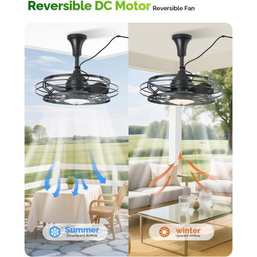 Orison Outdoor Ceiling Fan with Light, 21 Gazebo Fans Outdoor Hanging, Plug in Ceiling Fan for Pergolas Canopy Patio, Waterproof Outdoor Fans with Remote/APP Control, Wet Rated