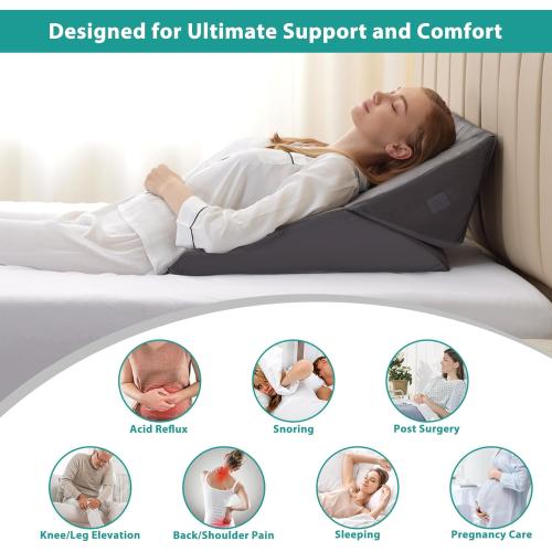 Bedluxe Wedge Pillow for Sleeping, Adjustable 9&12 Inch Foldable Bed Wedge Pillow Set, Orthopedic Memory Foam Triangle Pillows Wedge, 7-in-1 Elevated Pillows for Leg and Back Support, Velvet