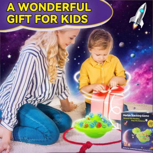 A V Marble Balance Board Game – 60 Colorful Glass Marbles with Storage Base | Exciting Family & Party Board Game for Kids & Adults, Educational STEM Toy & Birthday Gift, 1–4 Players, Ages 8