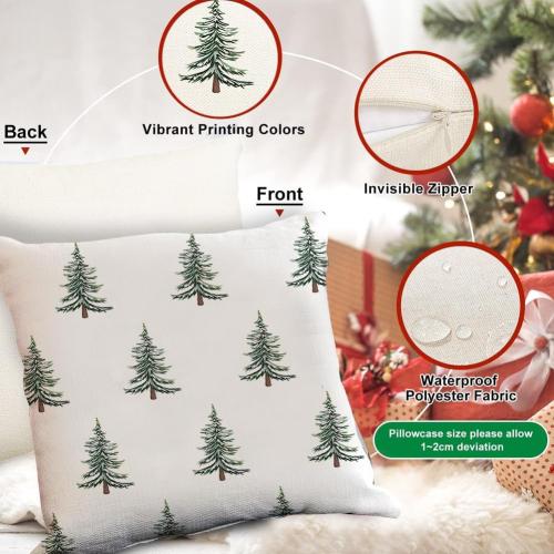 Outdoor Christmas Pillow Covers 20x20 Inch Outdoor Christmas Decorations Christmas Tree Decor White Christmas Throw Pillow Cases Xmas Winter Decorative Pillows for Couch Holiday