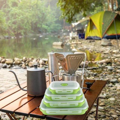 Collapsible Food Storage Containers | Silicone Food Storage Containers with Lids Stacking,8 Pack Travel Containers for Food, Collapsible Bowls with Lids, Foldable Storage Containers for Home Zorq