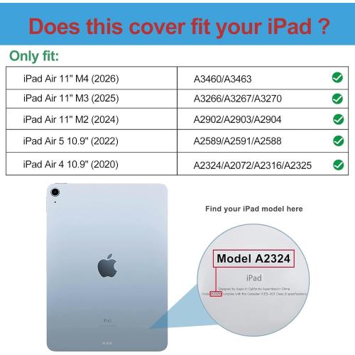 ProCase Smart Case for iPad Air 11-inch M4 (2026, 8th Gen) / M3 (2025) / M2 (2024) & 10.9 Inch iPad Air 5th (2022) & 4th (2020) – Protective Hard Back Cover with Auto Sleep/Wake - Navy