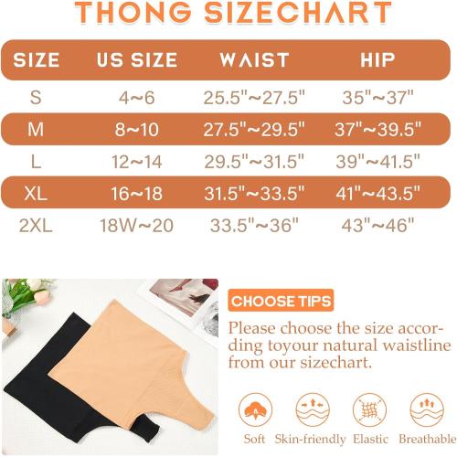 XXL Black Tummy Control Thong Shapewear for Women High Waist Shaping Underwear Seamless Body Shaper Panties Girdle