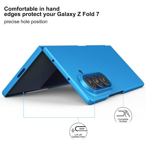 Foluu Slim Fit Case for Samsung Galaxy Z Fold 7, with Front Built-in Screen Protector, Ultra Thin Matte PC Protective Cover for Samsung Galaxy Z Fold7 5G 2025 (Blue)