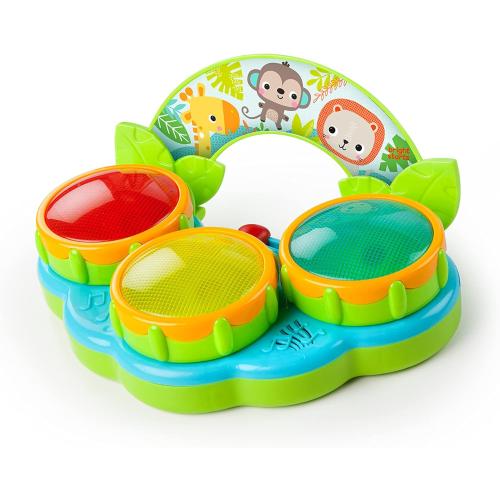 Bright Starts Safari Beats Musical Drum Toy with Lights, Ages 3 Months  , Multi