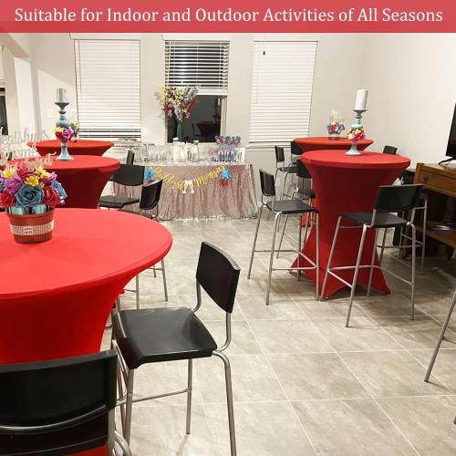 4 Pack Spandex Stretch Tablecloth - 32x43 Inch Square Corners, Fitted High Top Table Cloth for Cocktail, Bar, Weddings, Birthday, Banquet, Outdoor Party (Red)