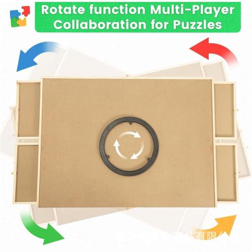 Rotating Puzzle Board with Drawers - Wooden Jigsaw Puzzle Table with Cover - Portable Wooden Puzzle Organizer - Wooden Jigsaw Puzzle Table for Adults and Kids - Puzzle Board Table