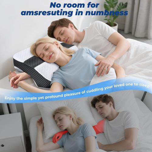 Side Sleeper Pillow with Arm Holes, 2 in 1 Shoulder Relief System for Rotator Cuff Pain, Memory Foam Pillow for Adults with 3 Arm Place Hole - for Side, Back and Stomach, Black