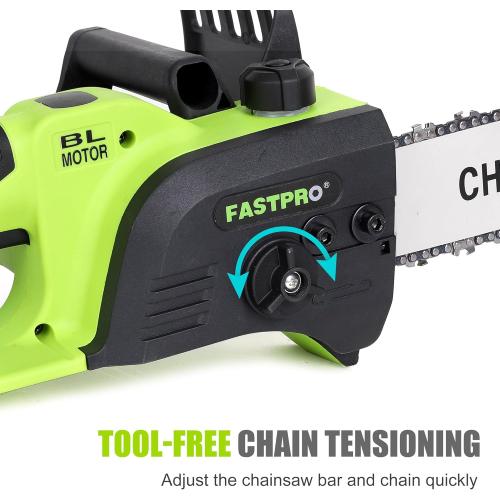 FASTPRO 12 Cordless Chainsaw, 20V 4.0Ah Brushless Chain Saw Kit with 2 Batteries and 2 Saw Chains, For Wood Cutting & Tree Trimming