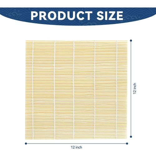 HOPELF 1 Pack 12 Inch Bamboo Sushi Mat - Sushi Roller Mat for Making, Shaping & Molding Sushi Roll & Kimbap - Food-Safe Sushi Making Supplies, Tools & Accessories