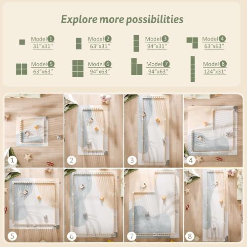 IKALIFE Extra Large Wooden Baby Playpen - Size Adjustable Fence for Babies and Toddlers, Baby Play Yard with Locking Gate, Indoor Play Pen for Kids Activity Center 10 Panels 94.5”×63.5”