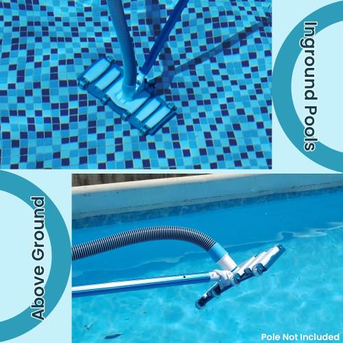 1-1/2 In x 36-Feet Swimming Pool Hose and Vacuum Head with Wheels | Weighted Pool Vac Head, Flexible Swivel Cuff Pool Vacuum Hose, Pool Suction Cleaning Kit for Above Ground and Inground Pools