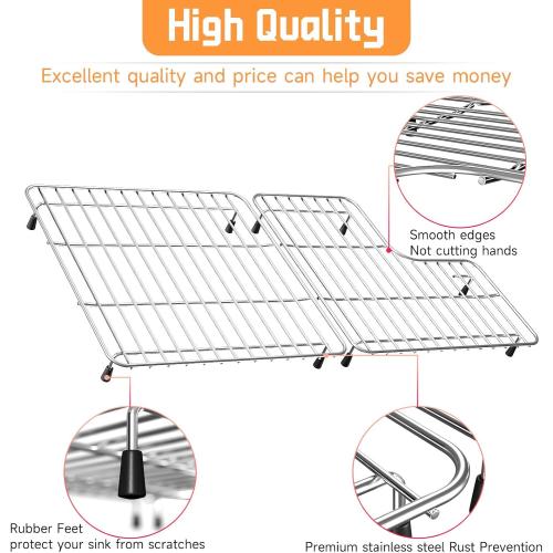 29.12x14.7 Stainless Steel Sink Rack for Kohler K-6488/K-6639-ST Whitehaven | 6489 Bottom Basin Racks, Includes Right & Left, Farmhouse Sink Protectors, Compatible with K-6639-ST, Rust Resistant
