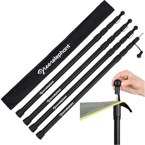 Green Elephant Camping Tarp Poles - Adjustable Aluminum Telescoping Tent Poles for Tarps, Canopy & Awning - Heavy Duty Collapsible Pole Set of 4 - Extends 8ft, Shrinks to 2ft - Caravan & Beach Shade