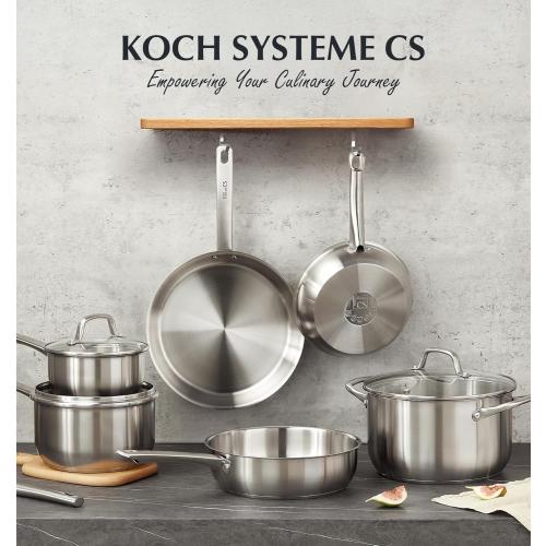 KOCH SYSTEME CS Stainless Steel Pots and Pans Set, 10 Piece Stainless Steel Cookware Set for Professional Cooking, Kitchen Cookware Sets, Induction Compatible Cookware Set 10 Pcs, Pots and Pans