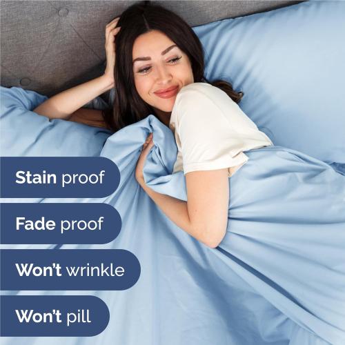 Twin XL 4 Piece Sheet Set - Comfy Breathable & Cooling - Ultra-Soft Hotel Luxury Bedding Set w/ 8-16 Inch Deep Pockets - 1 Flat & 1 Fitted Sheet & 2 Pillowcases - Wrinkle Free & Easy Care - Baby Blue