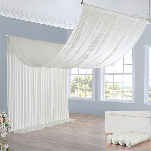 20ft×40ft Ivory Ceiling Drapes for Weddings Parties, 20×40  Long Ceiling Curtain for Tent Canopy,Wrinkle Free Silk Easy to Draping&Hang Ivory Drapes for Event Church Stage Photo Bedroom
