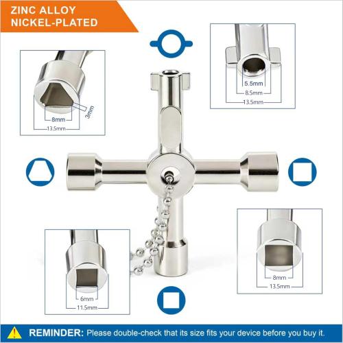 4-Way Sillcock Key, 2-Pack 40Cr Water Key, Multi-Functional & Utility Wrench, Shut Off Tool for 1/4, 9/32, 5/16, 11/32 Valve, Spigot & Electric Meter, Ideal for Home, Public & Commercial