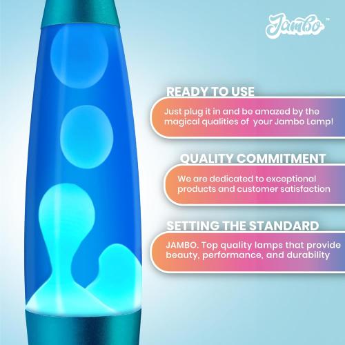 JAMBO 16 Beautiful Lamp- Blue with White/Blue Wax, Relaxing Liquid Light, Night Light Nightlight, Home Decor Living Room Office Bedroom Lamp for Adults Teens Kids, Magma Motion