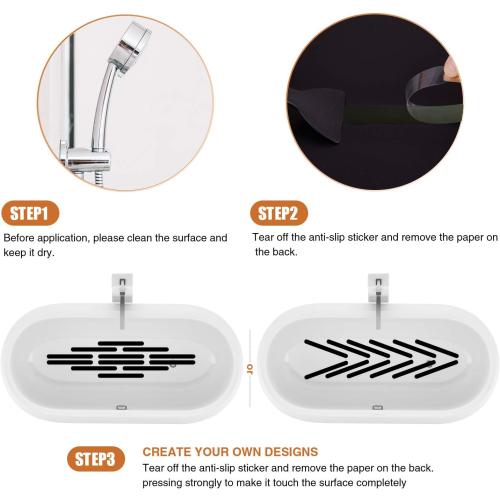 Secopad Original Anti-Slip Shower Stickers for Bathtub & Shower Floor, Strong Adhesive Safety Strips with Scraper Ideal for Families with Kids, Adults & Seniors, 24 PCS (Black)