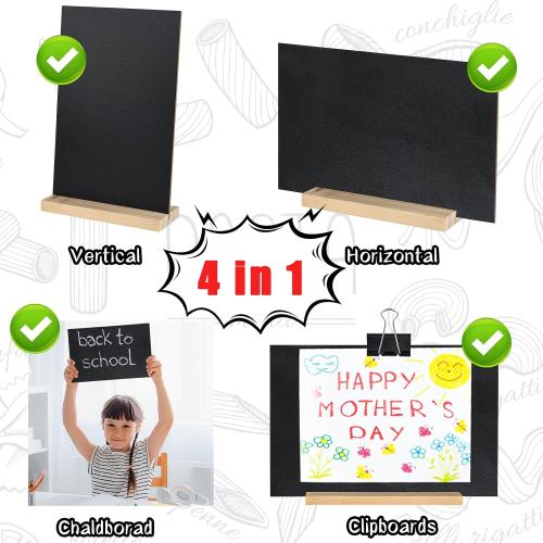 1 Pack Chalkboard 5.1x7.9 inch Small Chalkboard Sign with Wood Base Double-Sided Message Boards Menu Chalk Board Stand for Kitchen Wedding Bar Restaurant