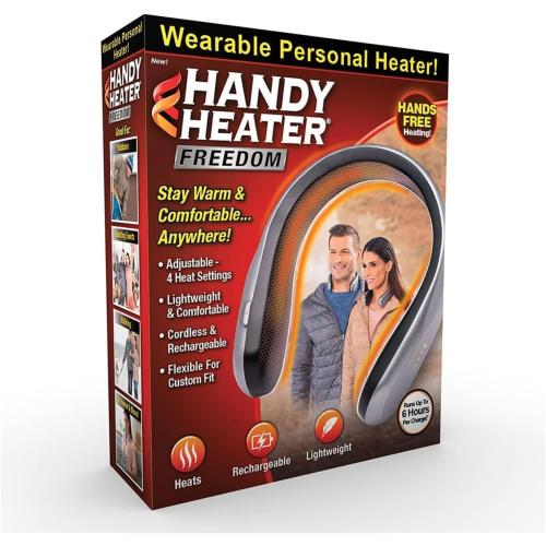 Ontel Handy Heater Freedom - Wearable Neck Heater for Cold Weather, 4 Heat Settings - Comfort Heating Technology - Cordless & Personal - USB Rechargeable, 6 Hour Battery Life, Portable Neck Warmer