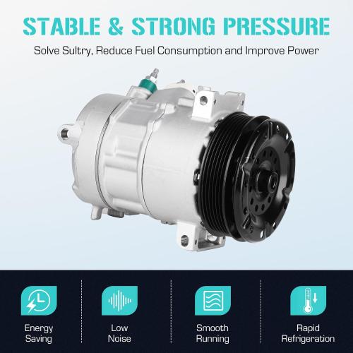 Air Conditioning A/C Compressor with Clutch Fits for Chrysler 200 2.4L 2011-2014, Sebring 2.4L 2007-2010, for Dodge Avenger 2.4 2008-2014, Journey 2.4 2009-2020, CO 11267C, Without Rear A/C