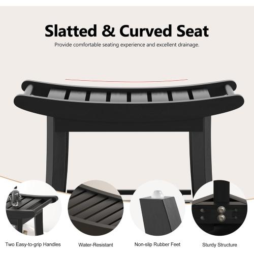 Eastglory Bamboo Shower Bench Chair Bathroom Shower Stool Seat for Inside Shower Bathtub with Storage Shelf Shower Foot Rest for Shaving Legs 25.2 x 13 x 19.2 Inches Black