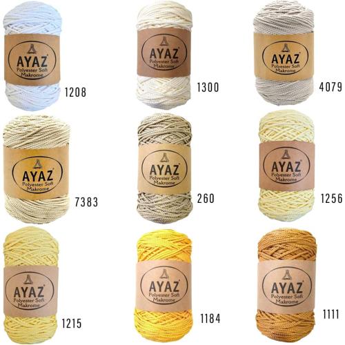 Macrame 3mm Craft Cord, Colored Soft Polyester 250 gr 175 m DIY Line, Wall Hanging Rope, Bag, Basket String, Crochet and Knitting Yarn (4079)
