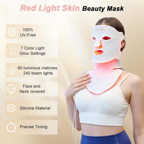 K11 Facial Beauty Red Light Mask with Neck Coverage – 7-Color Light Beauty Care Mask, Portable Foldable Silicone Design for Home Spa, Skin Refresh & Relaxation Device