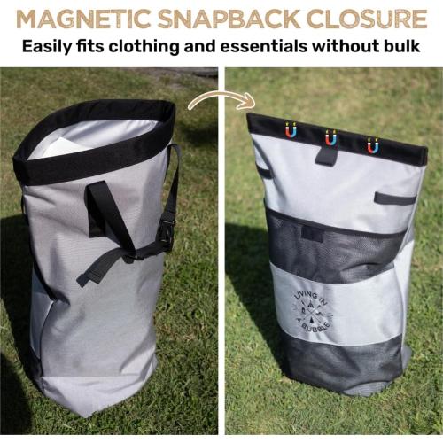 Living in a Bubble Premium Utility Bag for Campervans and Cars - Laundry Bag, Multipurpose Seatback Bag & Seat Back Organizer - Vanlife Accessory & Van Storage Solution - Grey