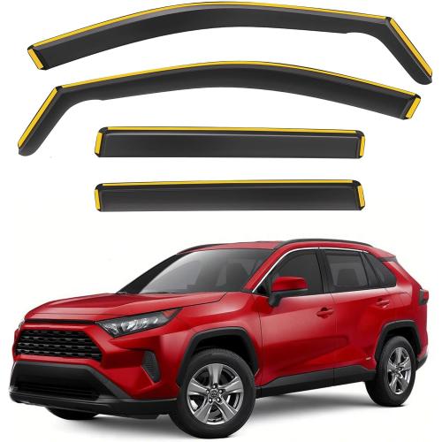 Black Shatterproof in-Channel Rain Guards for Toyota RAV4 2020-2025, Clip-on Window Deflectors Vent Window Visors Rain Sun Wind Guards Shade Deflectors, 4 pcs